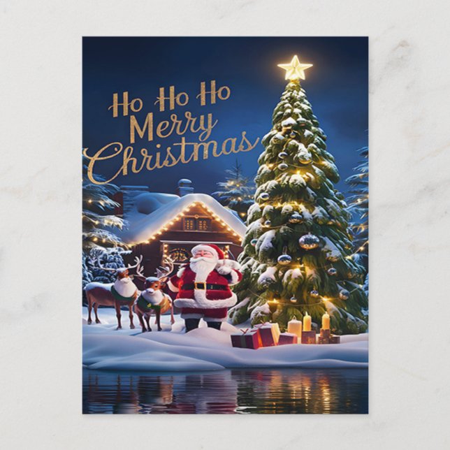 Postal El viaje mágico de Santas a través de la noche nev (Anverso)