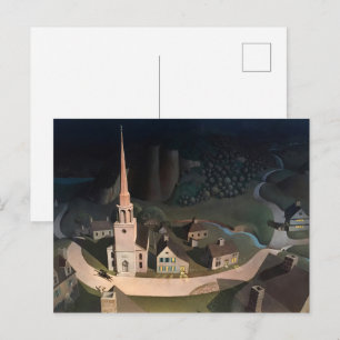 Postal El viaje nocturno de Paul Revere de Grant Wood