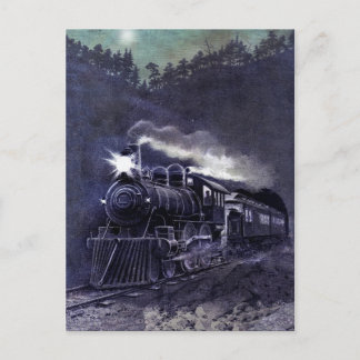 Postal El Victorian coloreó la aguafuerte - tren del