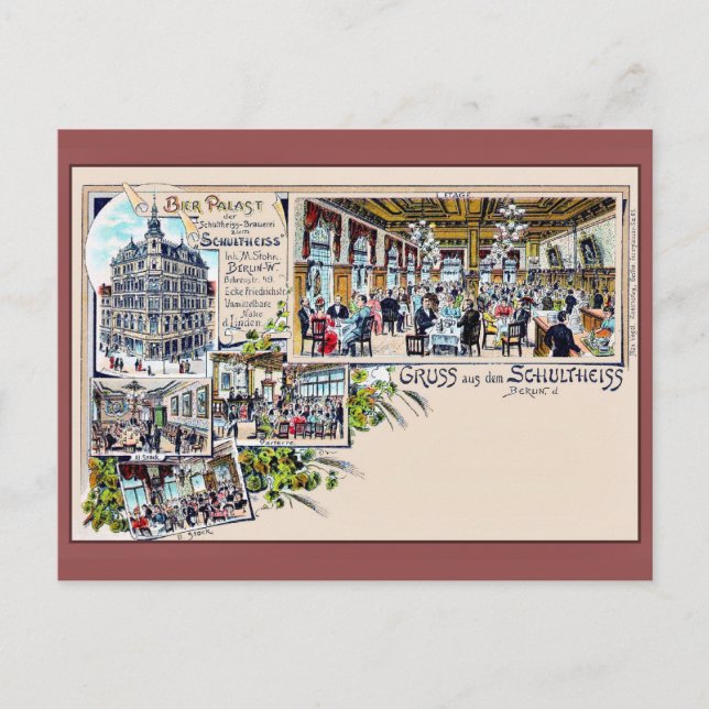 Postal El Viejo Berlin 1890 Beer Palace Litho (Anverso)
