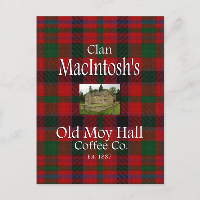 Postal El viejo café Moy Hall de Clan MacIntosh. (Anverso)