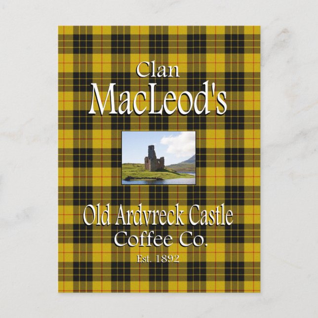 Postal El viejo Castillo de Ardvreck de Clan MacLeod Coff (Anverso)