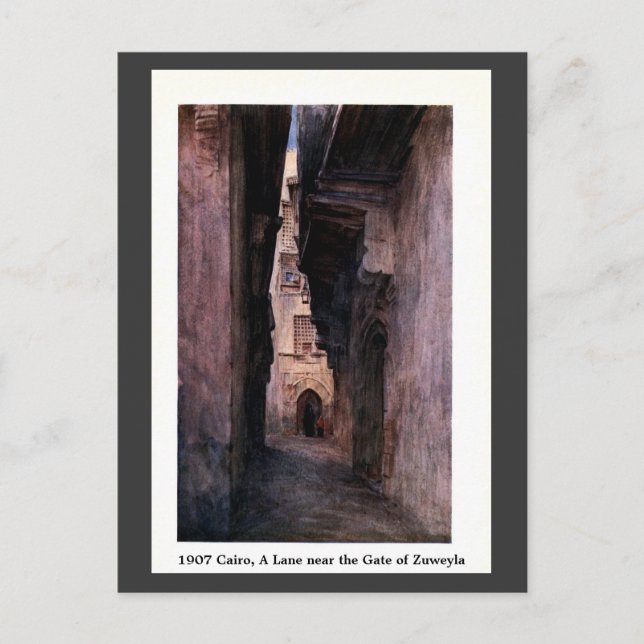 Postal El viejo Egipto de 1900, una calle cerca de Zuweyl (Anverso)