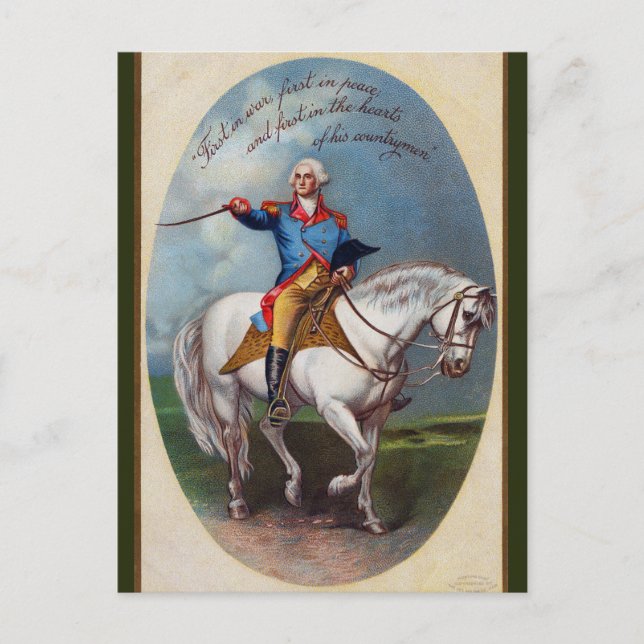 Postal El viejo George Washington a caballo (Anverso)