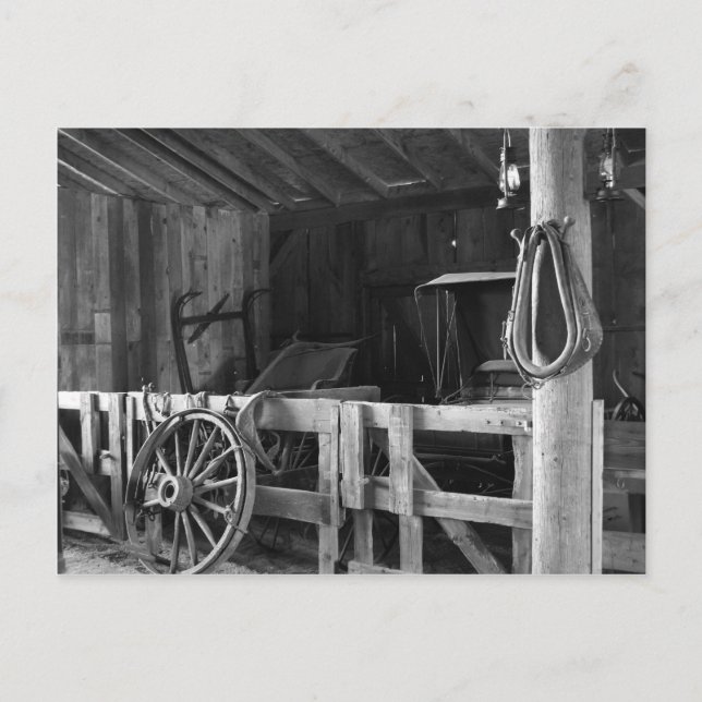Postal El viejo granero - negro y blanco (Anverso)