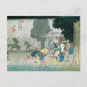 Postal El viejo Japón en la lluvia, alrededor de 1834-42