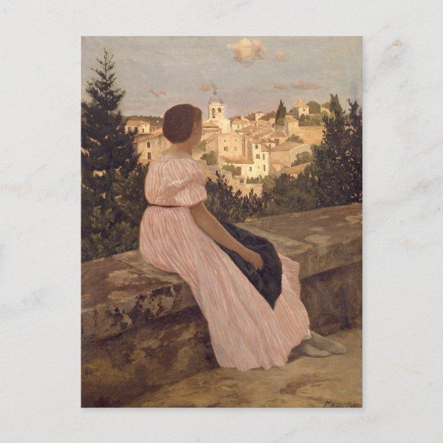 Postal El Viejo Jean Frederic Bazille El Vestido Rosa (Anverso)