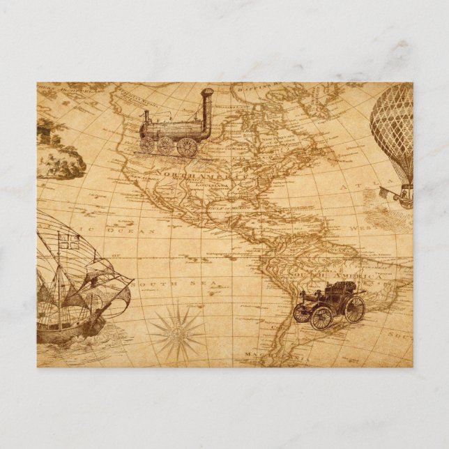 Postal El viejo mapa de los estados unidos (Anverso)