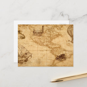 Postal El viejo mapa de los estados unidos