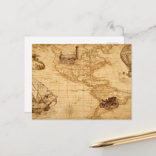 Postal El viejo mapa de los estados unidos (Anverso/Reverso In Situ)