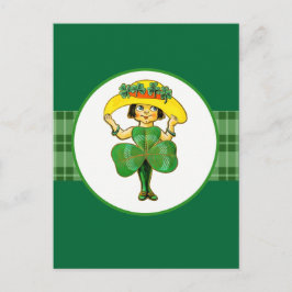 Postal El Viejo Pequeño Chica Irlandés del Día de San Pat