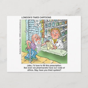 Postal El viejo y la farmacia Regalos divertidos de dibuj