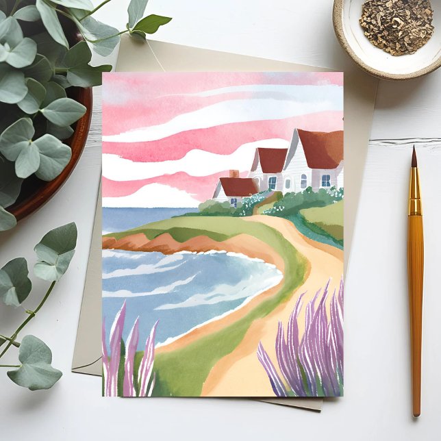 Postal El viñedo de Martha | Pintura de sendero acuático (Subido por el creador)