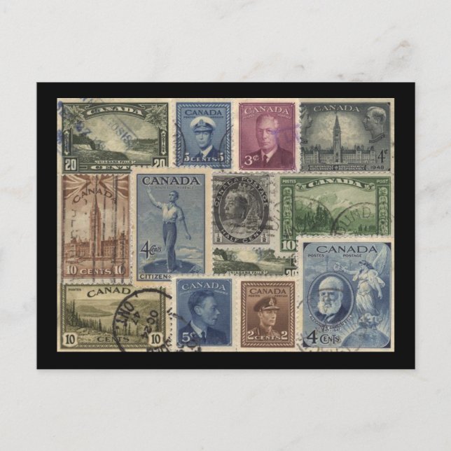 Postal El vintage sella el collage (Anverso)