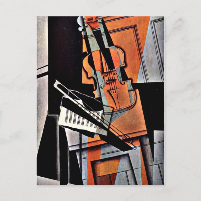 Postal El violín - Pintura abstracta de William Harnett (Anverso)
