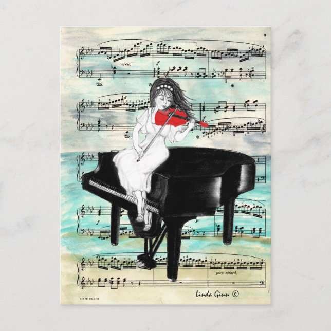 Postal El violín rojo (Anverso)