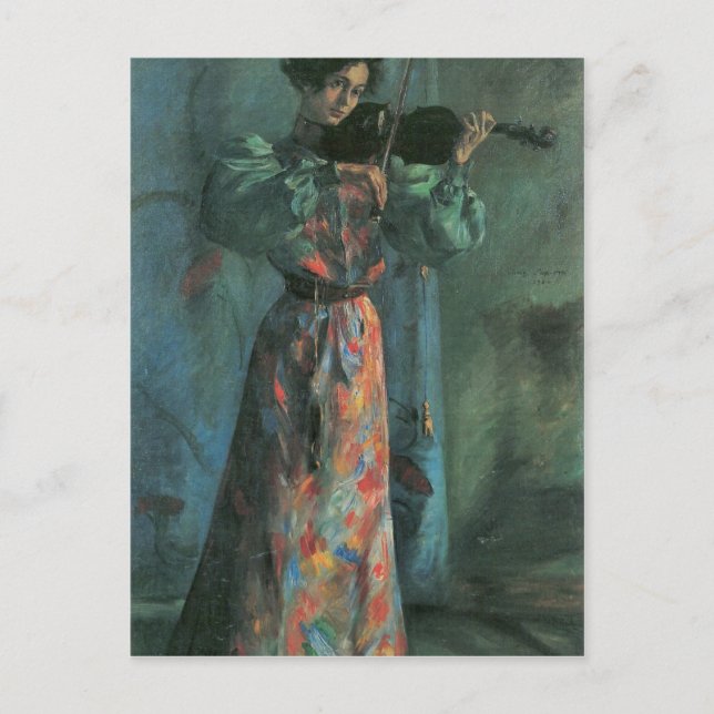 Postal El violinista de Lovis Corinth (Anverso)