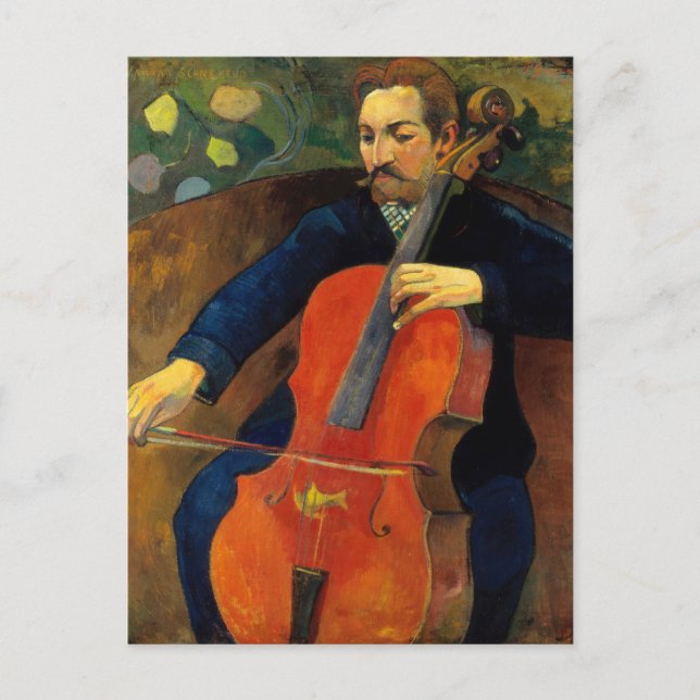 Postal El violoncelista Schneklud | Paul Gauguin (Anverso)