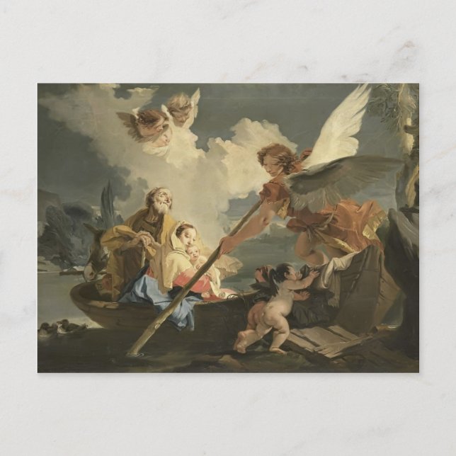 Postal El vuelo a Egipto de Giovanni Battista Tiepolo (Anverso)
