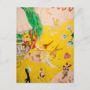 Postal El vuelo de amor de un corazón de dulce rosado por