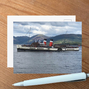 Postal El Waverley Paddle Steamer frente a Escocia