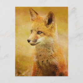 Postal El zorro en la madera