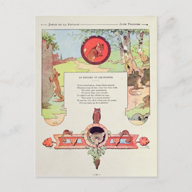 Postal El zorro y las uvas (Anverso)