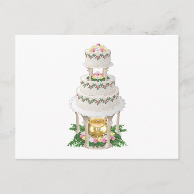 Postal Elaborar pastel Boda con fuente (Anverso)