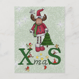 Postal Elch mit Baum