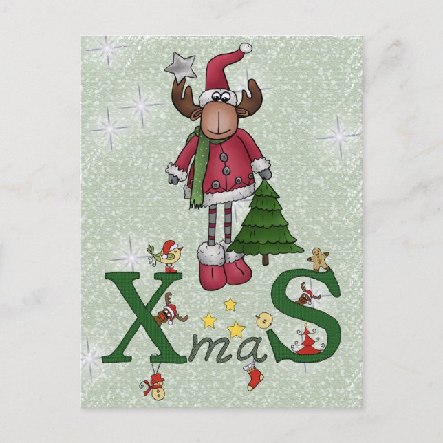 Postal Elch mit Baum (Anverso)