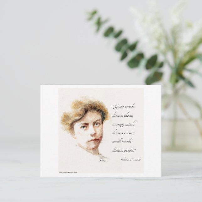 Postal Eleanor Roosevelt & Great Minds Cita acuarela (Anverso de pie)