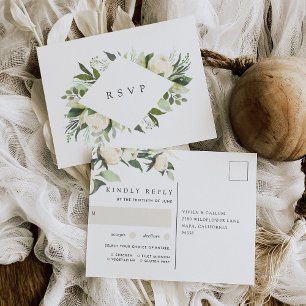 Postal Elección de Boda Floral de marfil-florón RSVP