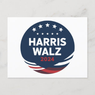 Postal Elección de botón retro para demócratas Harris Wal