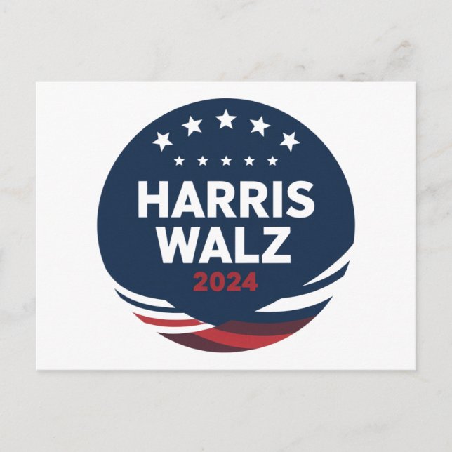 Postal Elección de botón retro para demócratas Harris Wal (Anverso)