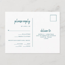 Postal Elección de la comida del Boda de guión moderno mi