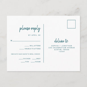 Postal Elección de la comida del Boda de guión moderno mi