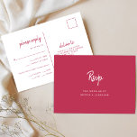 Postal Elección de la comida del Boda de guión moderno mi<br><div class="desc">Estas postales elegantes y minimalistas de respuesta boda presentan tipografía de escritura moderna y texto limpio, sans serif para un diseño magenta rojo y blanco simple y elegante que le encantará. Hay espacio para añadir a sus huéspedes opciones para la elección de comidas en la entrada o de cenas. El...</div>