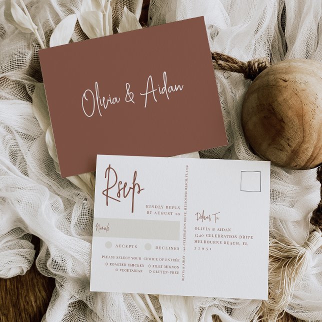 Postal Elección de la comida del Boda del guión manuscrit (Subido por el creador)