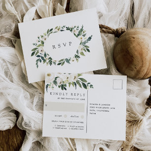 Postal Elección de la comida del Boda floral de Peony Bla