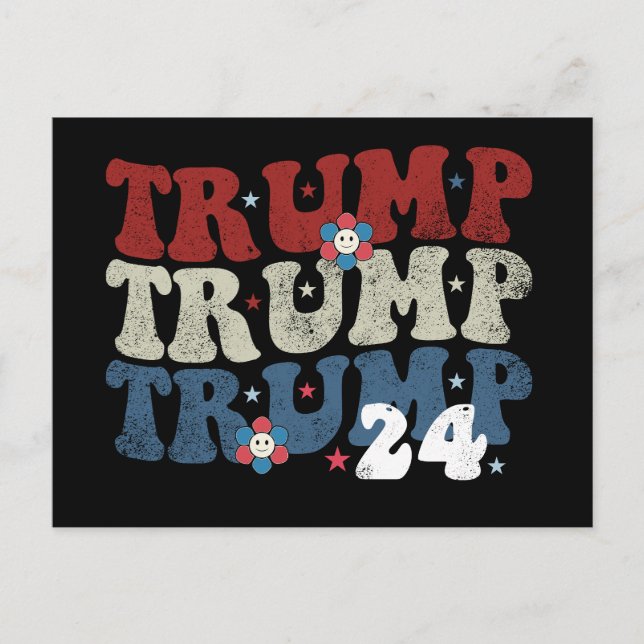 Postal Elección de Trump Retro Groovy 24 2024 (Anverso)