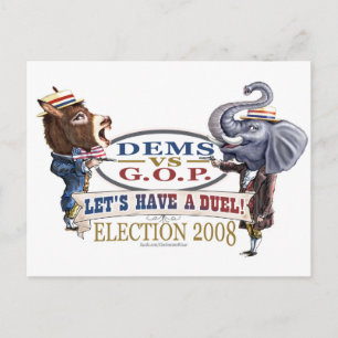 Postal Elección política 2008 del duelo de la mascota
