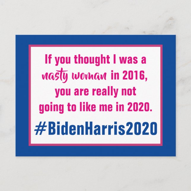 Postal Elecciones de Nasty Woman Biden Harris 2020 (Anverso)
