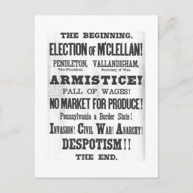 Postal Elecciones presidenciales de 1864 (Anverso)