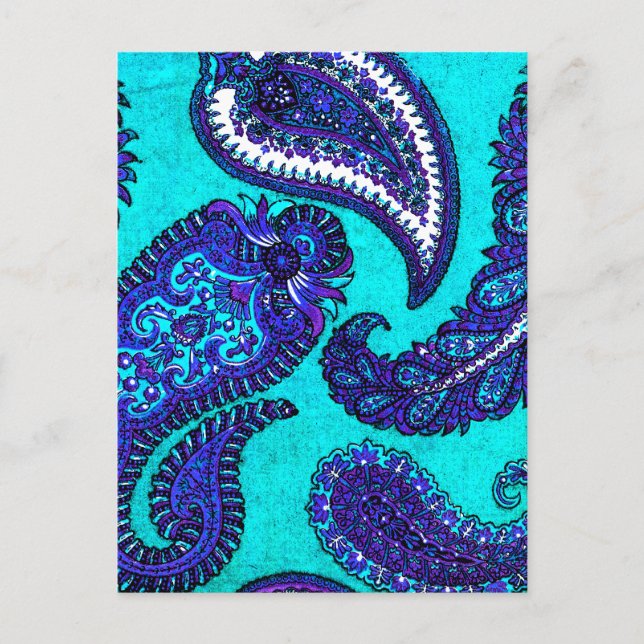 Postal Electric Aqua Blue Indian Paisley (Anverso)