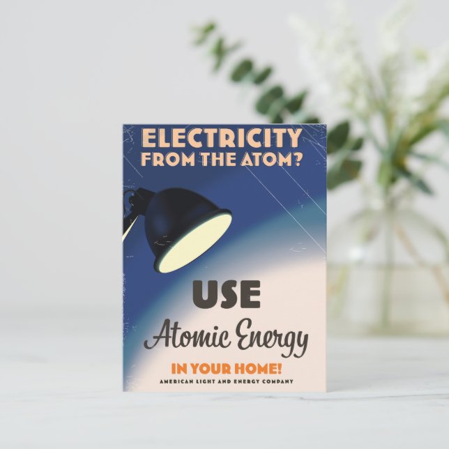 Postal ¿Electricidad del Átomo? (Anverso de pie)