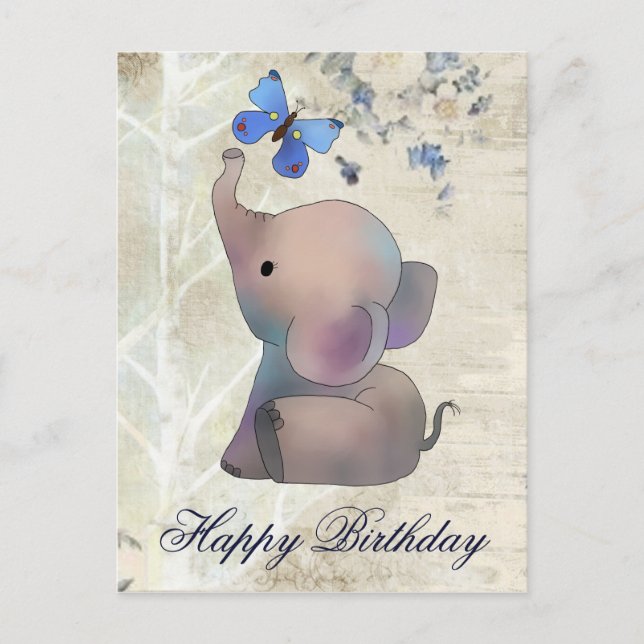 Postal Elefant mit Schmetterling (Anverso)