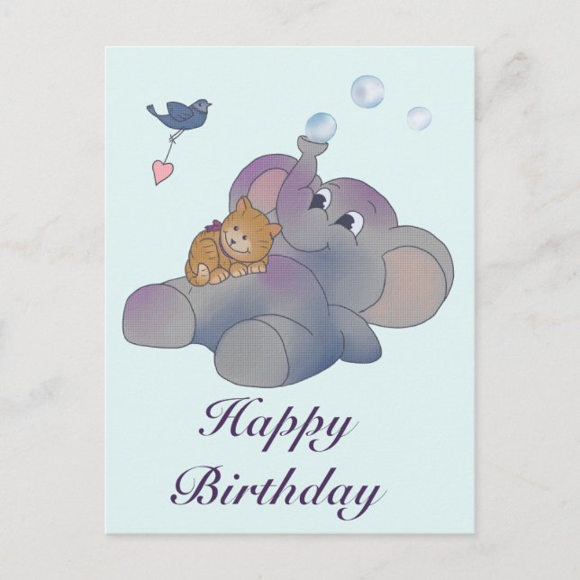 Postal Elefant und Katze (Anverso)