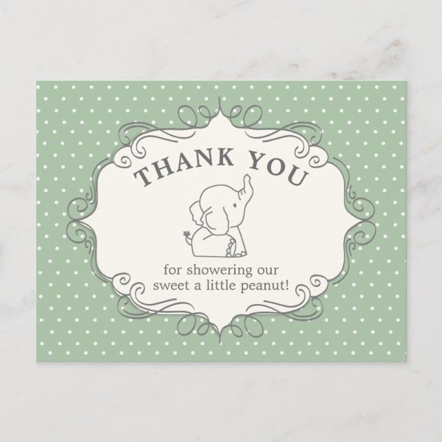 Postal Elefante Adorable Bebé | Baby Shower Gracias (Anverso)
