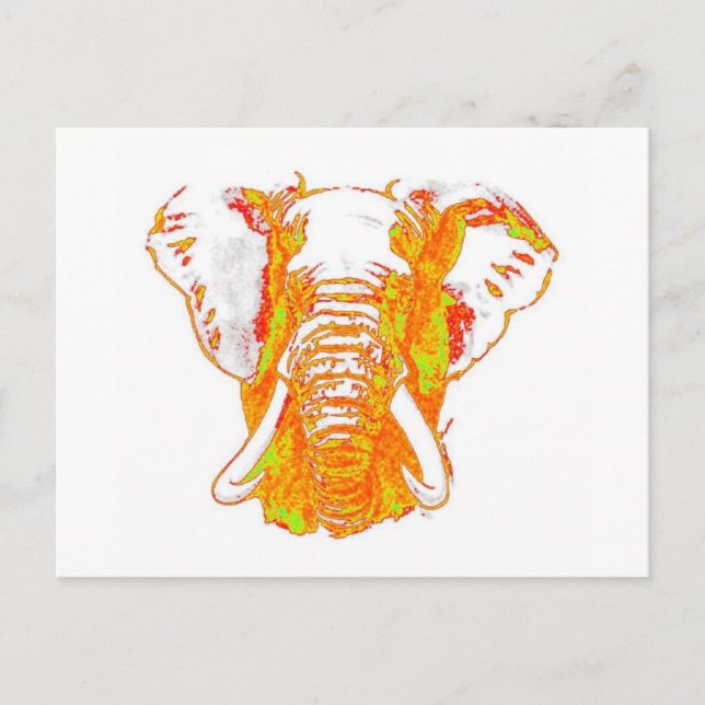 Postal Elefante africano de arte pop (Anverso)