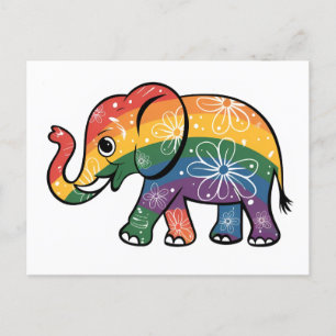 Postal Elefante arcoiris